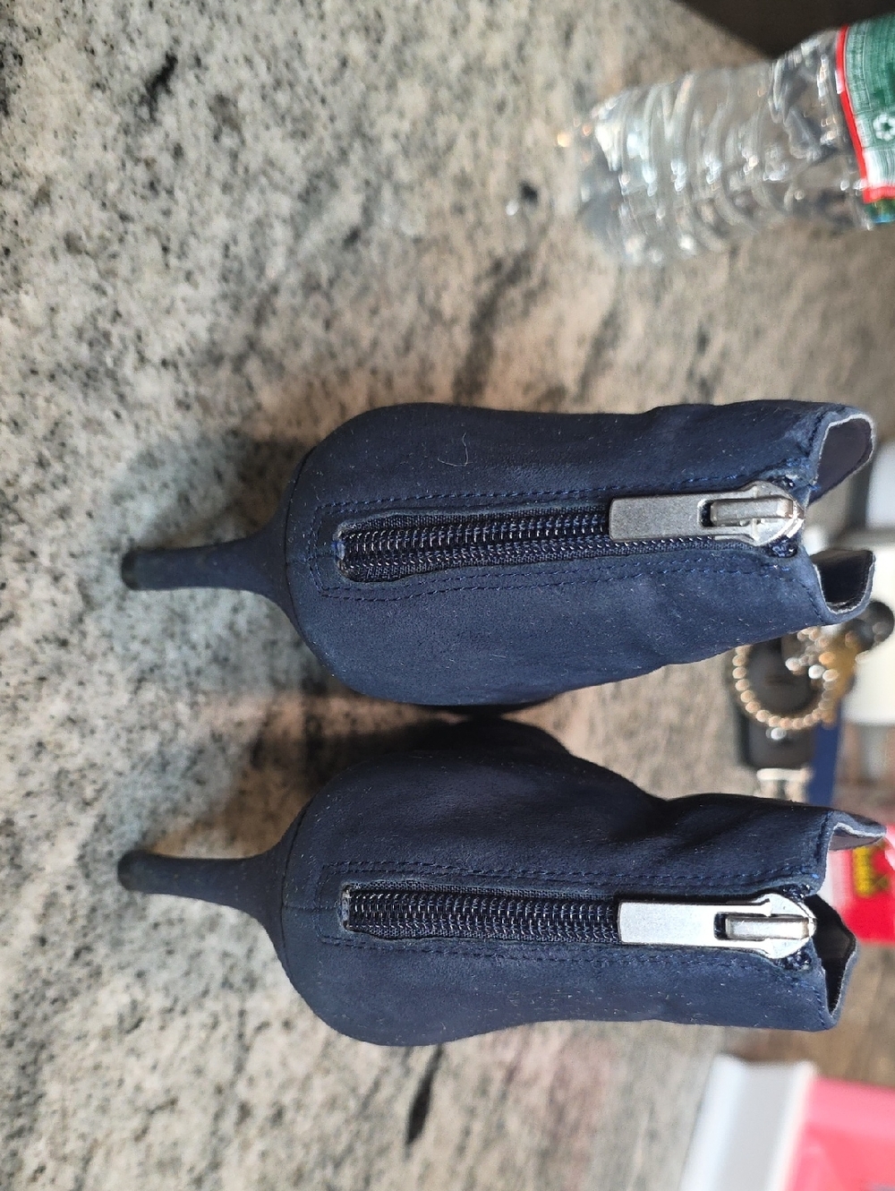 Lord & Taylor Navy Suede Pointed Ankle Booties - Picture 5 of 8